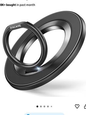 Black Magnetic Phone Ring Holder with Rotating Kickstand